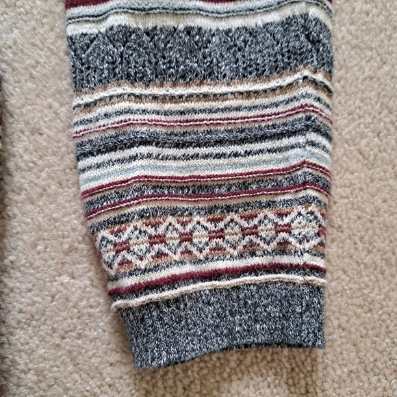 Eddie Bauer Cardigan Sweater Women's Size Medium Stripes Grey Neutrals - Picture 13 of 15